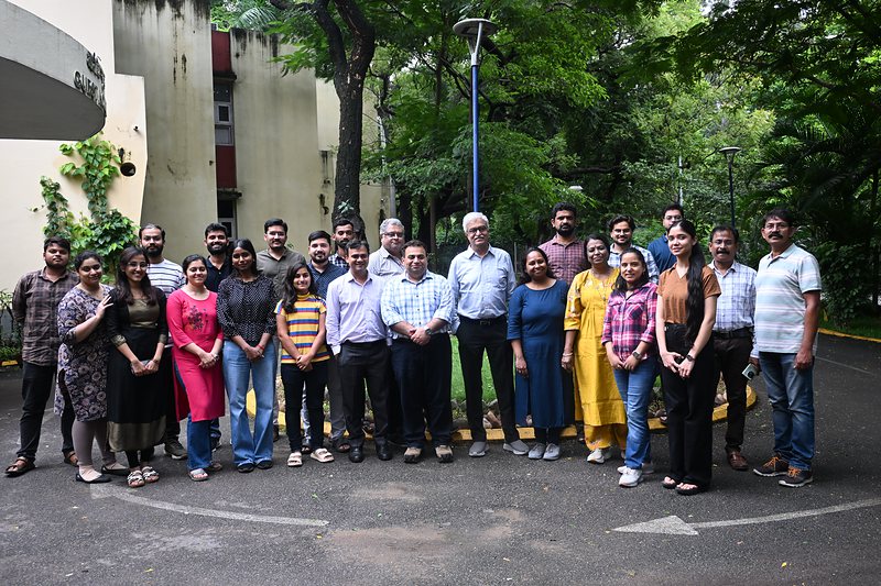 The lab group photographed on the CCMB campus